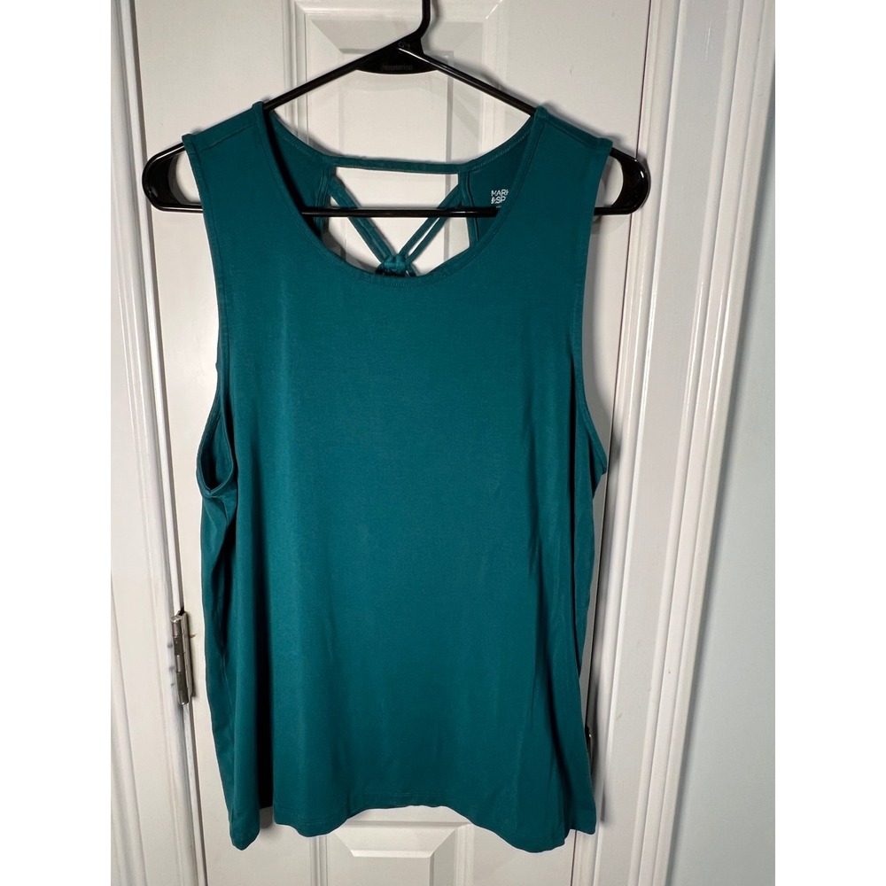 Market & Spruce Teal Green Cage Lattice Back Sleeveless Tank Top Large